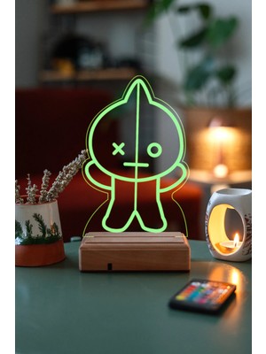 Modiwa Design BT21 Van Bts Army 16 Renk Uzaktan Kumandalı 3D Ahşap Gece Lambası Hediyelik