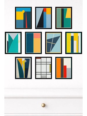 UNT 10'lu Çerçeve Görünümlü Modern Duvar Tablo Seti – 15X20 cm Mdf Uv Baskı