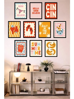 UNT 10'lu Çerçeve Görünümlü Mutfak | Modern | Retro Duvar Posteri Tablo Seti– 15X20 cm Mdf Uv Baskı