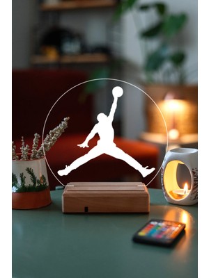 Modiwa Design Basketbol Sevenlere, Basketbol 16 Renk Uzaktan Kumandalı 3D Ahşap Gece Lambası Hediyelik