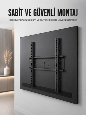 Epilons Profesyonel Sabit Tv Askı Aparatı  Ultra Dayanıklı Çelik Duvar Montaj Braketi 50-95 Inç