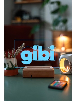 Modiwa Design Gibi Dizi 16 Renk Uzaktan Kumandalı 3D Ahşap Gece Lambası Hediyelik