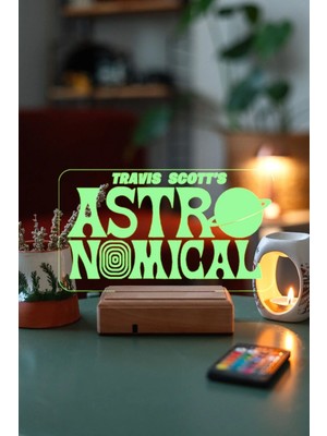 Modiwa Design Travis Scott Astro World 16 Renk Uzaktan Kumandalı 3D Ahşap Gece Lambası Hediyelik