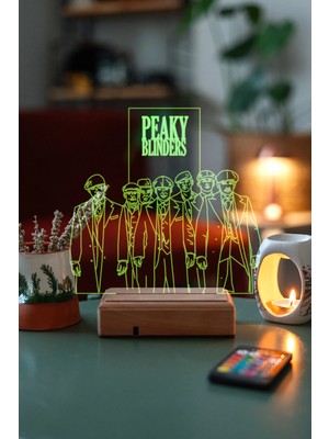 Modiwa Design Peaky Blinders Dizi 16 Renk Uzaktan Kumandalı 3D Ahşap Gece Lambası Hediyelik