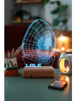 Modiwa Design Iskelet Kuru Kafa 16 Renk Uzaktan Kumandalı 3D Ahşap Gece Lambası Hediyelik