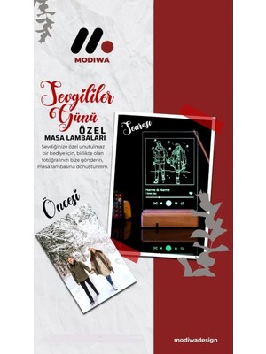 Modiwa Design Sevgiliye Sevgililer Günü Spotify 16 Renk Uzaktan Kumandalı 3D Ahşap Gece Lambası Hediyelik