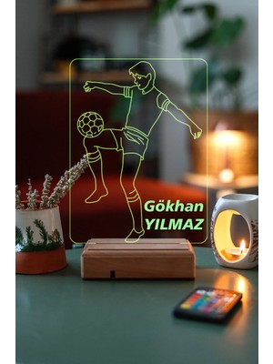 Modiwa Design Top Sektiren Futbolcu 16 Renk Uzaktan Kumandalı 3D Ahşap Gece Lambası Hediyelik