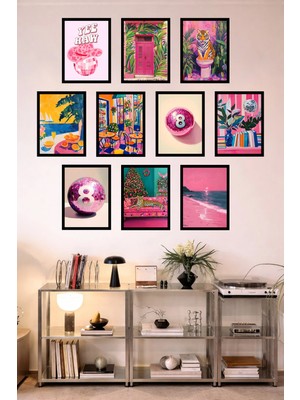 UNT 10'lu Çerçeve Görünümlü Mutfak | Modern | Retro Duvar Posteri Tablo Seti– 15X20 cm Mdf Uv Baskı