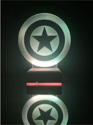 Modiwa Design Captaın Amerıca 16 Renk Uzaktan Kumandalı 3D Ahşap Gece Lambası Hediyelik