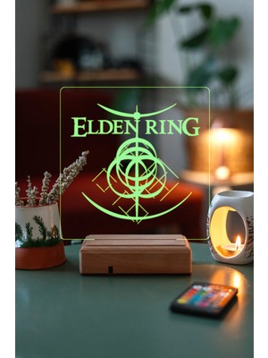 Modiwa Design Elden Ring 16 Renk Uzaktan Kumandalı 3D Ahşap Gece Lambası Hediyelik