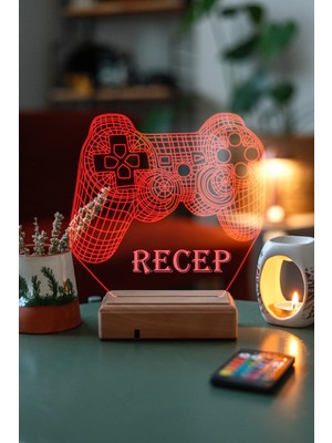Modiwa Design Ps Kolu Konsol 16 Renk Uzaktan Kumandalı 3D Ahşap Gece Lambası Hediyelik