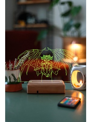Modiwa Design Diablo 16 Renk Uzaktan Kumandalı 3D Ahşap Gece Lambası Hediyelik