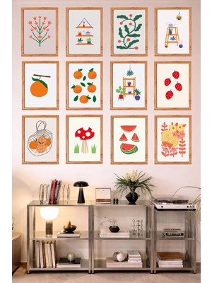 UNT 12’li Çerçeve Görünümlü Mutfak | Modern | Retro Duvar Posteri Tablo Seti– 15X20 cm Mdf Uv Baskı
