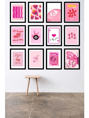 UNT 12'li Çerçeve Görünümlü Modern Bohem Duvar Tablo Seti – 15X20 cm Mdf Uv Baskı