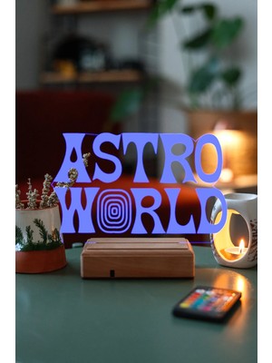 Modiwa Design Travis Scott Astro Nomical 16 Renk Uzaktan Kumandalı 3D Ahşap Gece Lambası Hediyelik
