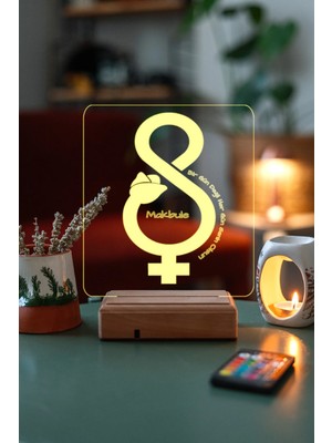 Modiwa Design Kadınlar Günü Özel 16 Renk Uzaktan Kumandalı 3D Ahşap Gece Lambası Hediyelik