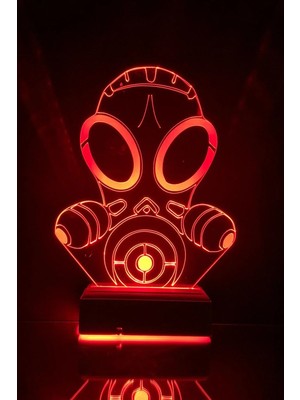 Modiwa Design Gas Mask 16 Renk Uzaktan Kumandalı 3D Ahşap Gece Lambası Hediyelik