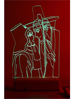 Modiwa Design Painter Of The Night Yoon Seungho & Baek Na-Kyum 16 Renk Uzaktan Kumandalı 3D Ahşap Gece Lambası
