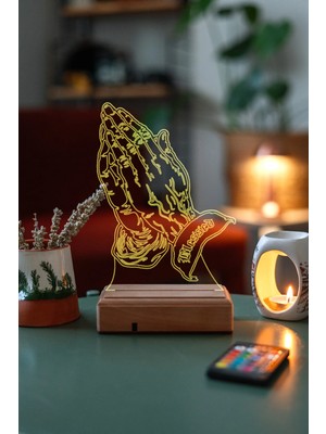 Modiwa Design Blessed Tasrım 16 Renkkumandalı 16 Renk Uzaktan Kumandalı 3D Ahşap Gece Lambası Hediyelik