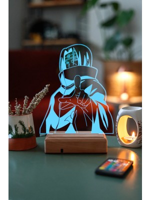 Modiwa Design Naruto Itachi 3D Ahşap Gece Lambası 16 Renk Uzaktan Kumandalı Pleksi Hediyelik Modern Tasarım