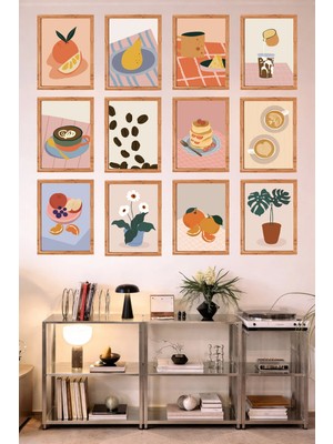 UNT 12'li Çerçeve Görünümlü Modern Mutfak & Kahve Temalı| Iskandinav Tablo Seti 15X20 cm Mdf Uv Baskı