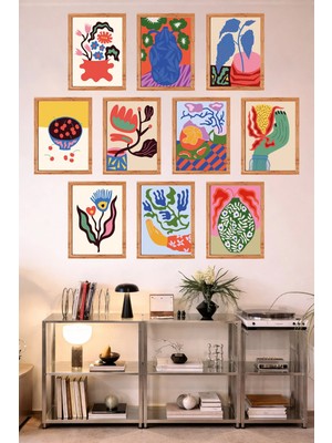 UNT 10'lu Çerçeve Görünümlü Mutfak | Modern | Retro Duvar Posteri Tablo Seti– 15X20 cm Mdf Uv Baskı