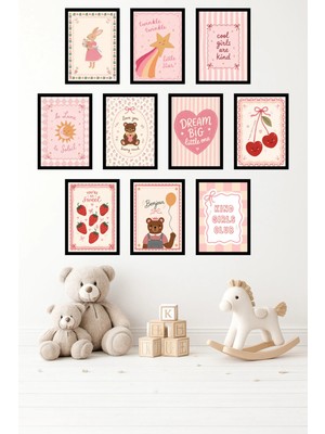 UNT 10'lu Çerçeve Görünümlü Pastel | Bebek Odası | Nursery Tablo Seti 15X20 cm Mdf Uv Baskı