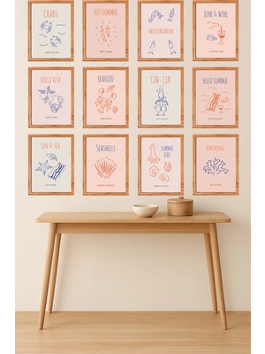 UNT 12’li Çerçeve Görünümlü Mutfak | Modern | Retro Duvar Posteri Tablo Seti– 15X20 cm Mdf Uv Baskı