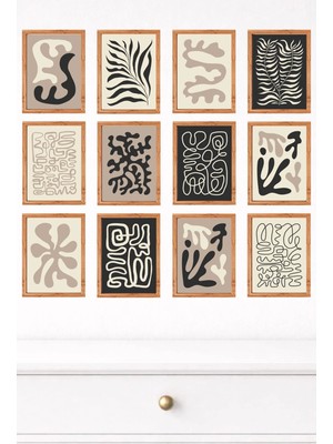 UNT 12'li Çerçeve Görünümlü Modern Duvar Tablo Seti – 15X20 cm Mdf Uv Baskı