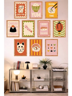 UNT 10'lu Çerçeve Görünümlü Mutfak | Modern | Retro Duvar Posteri Tablo Seti– 15X20 cm Mdf Uv Baskı