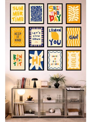 UNT 12’li Çerçeve Görünümlü Mutfak | Modern | Retro Duvar Posteri Tablo Seti– 15X20 cm Mdf Uv Baskı