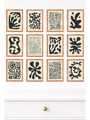 UNT 12'li Çerçeve Görünümlü Modern Duvar Tablo Seti – 15X20 cm Mdf Uv Baskı