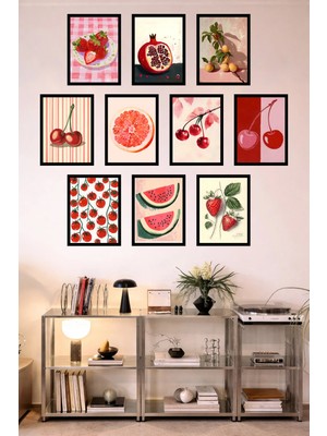UNT 10'lu Çerçeve Görünümlü Mutfak | Modern | Retro Duvar Posteri Tablo Seti– 15X20 cm Mdf Uv Baskı