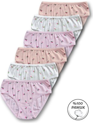 Panfilia %100 Pamuk Kız Çocuk Jakarlı Slip Külot Iç Çamaşır 6lı Set / Özten
