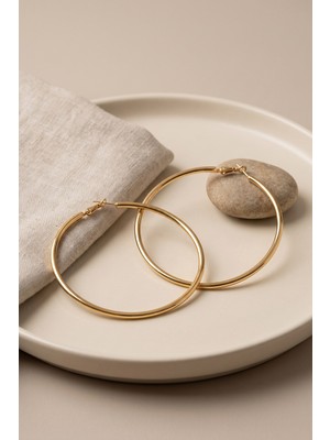 Akıllı Bayi 316L Çelik Gold Renk 66 mm Halka Küpe