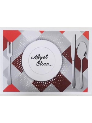 Maxi Trendy Amerikan Servis Kağıdı Afiyet Olsun Baskılı Beyaz Masa Örtüsü - 29 x 40 Cm. - 100 Adetlik Paket