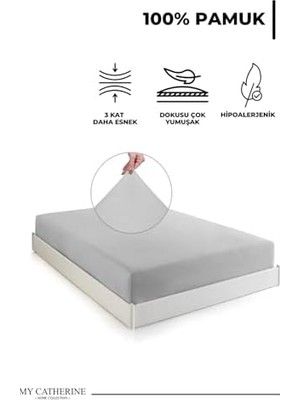 Maxi Trendy Lastikli & Hipoalerjenik Çarşaf |%100 Pamuk Penye Kumaş | Çift Kişilik 180X200 cm - Gri, Luxcarsaf