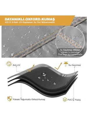 Maxi Trendy Bahçe Mobilyası Koruma Örtüsü, 180-120-74CM, Ağır Hizmet Oxford Kumaş, Su Geçirmez, Dış Mekan Veranda Masa Örtüsü, Havalandırmalı Masa ve Sandalye Koruma Kılıfı - Gri