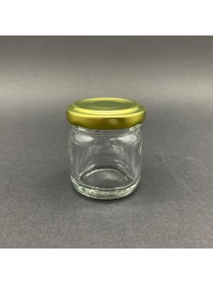 Maxi Trendy 40 cc Mini Cam Kavanoz Takımı Seti Metal Kapaklı Sızdırmaz Saklama Kabı - Bebek Maması, Tadımlık Bal, Sos ve Baharatlık - Dekoratif Süs, Lokum ve Şekerlik Parti Düzenleyici Takımı (6, Gold)