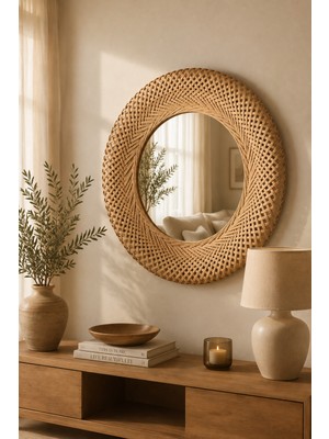 Naturel Home Bambu Ayna 52 cm - Bohem, Iskandinav, Modern, Rattan, Sinnerlig, Dekoratif