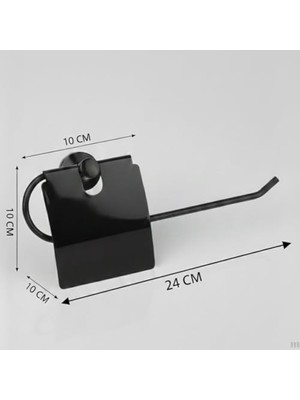 Maxi Trendy Yapışkanlı Tuvalet Kağıdı Askısı | Kapaklı Paslanmaz Metal Wc Kağıtlık | 10 * 10 cm Siyah Renk | Delmesiz Kolay Kurulum