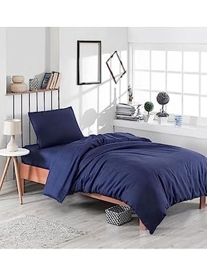 Maxi Trendy Pamuklu  Tek Kişilik Ara Ölçü Lastikli Çarşaf Takımı 120X200 - Lacivert