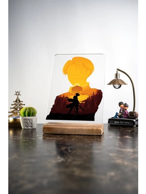 Modiwa Design Ev Aot Levi Ackerman, Eşya, Ürünler, Masa Tasarım Dekoratif Ahşap Masaüstü Obje Hediyelik