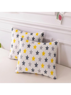 Maxi Trendy Ezgi Desenli Pamuklu Renkli Yıldız Desen Yastık Kılıfı, 2 Adet, 50 x 70 Cm, Sarı