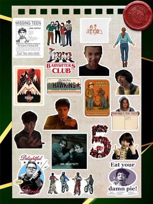 Maxi Trendy Stranger Things Uyumlu Sticker Seti – 19 Adet | 3–5 cm | Suya Dayanıklı Laptop, Telefon, Ajanda ve Termos Stickerları