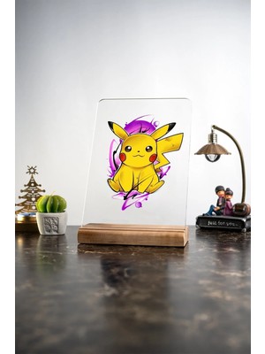 Modiwa Design Ev Pokemon Pikachu, Eşya, Ürünler, Masa Tasarım Dekoratif Ahşap Masaüstü Obje Hediyelik