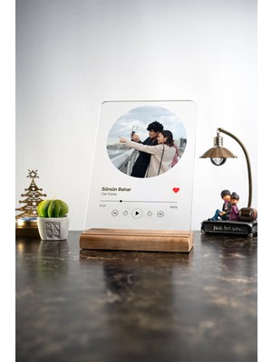 Modiwa Design Fotoğraflı Spotify Tasarımı Sevgiliye Doğum Günü Masa Tasarım Dekoratif Ahşap Masaüstü Obje