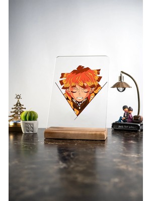 Modiwa Design Ev Zenitsu Demon Slayer, Eşya, Ürünler, Masa Tasarım Dekoratif Ahşap Masaüstü Obje Hediyelik