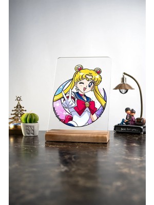 Modiwa Design Ev Sailor Moon Usagi Tsukino, Eşya, Ürünler, Masa Tasarım Dekoratif Ahşap Masaüstü Obje Hediyelik