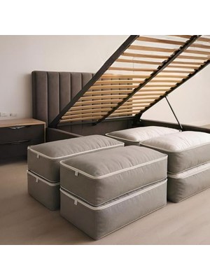 Maxi Trendy 4 Adet Büyük Boy Bazaaltı Kalın Kumaş Hurç | Kazak Yastık Çok Amaçlı Yatakaltı Düzenleme Hurcu Gri (64CMX45CMX20CM)